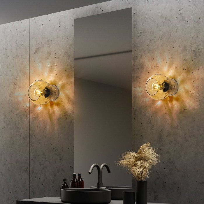 Opviq Benek - 15 - 14404 Lámpara de Pared de Metal y Vidrio Amarillo y Dorado